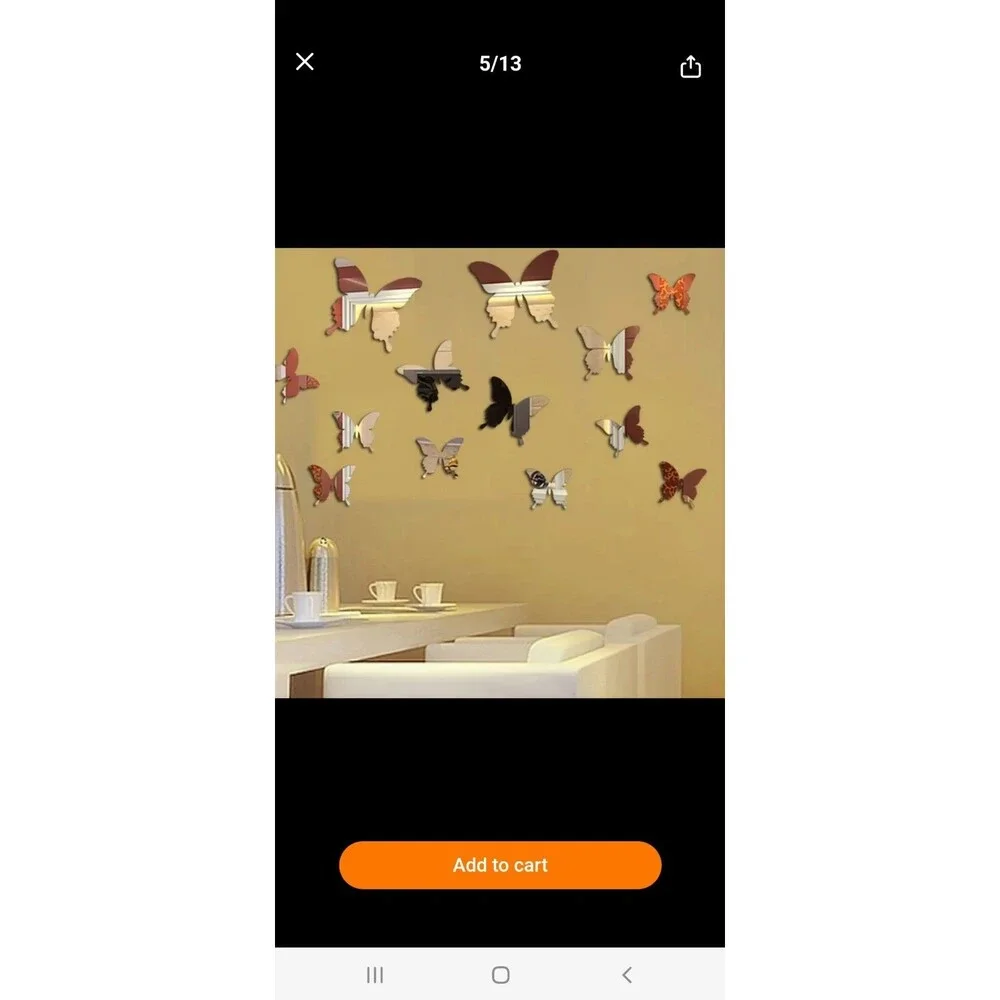 12pcs 3D Mirror Butterfly Sticker, Wall Stickers, Wall Stickers Decal